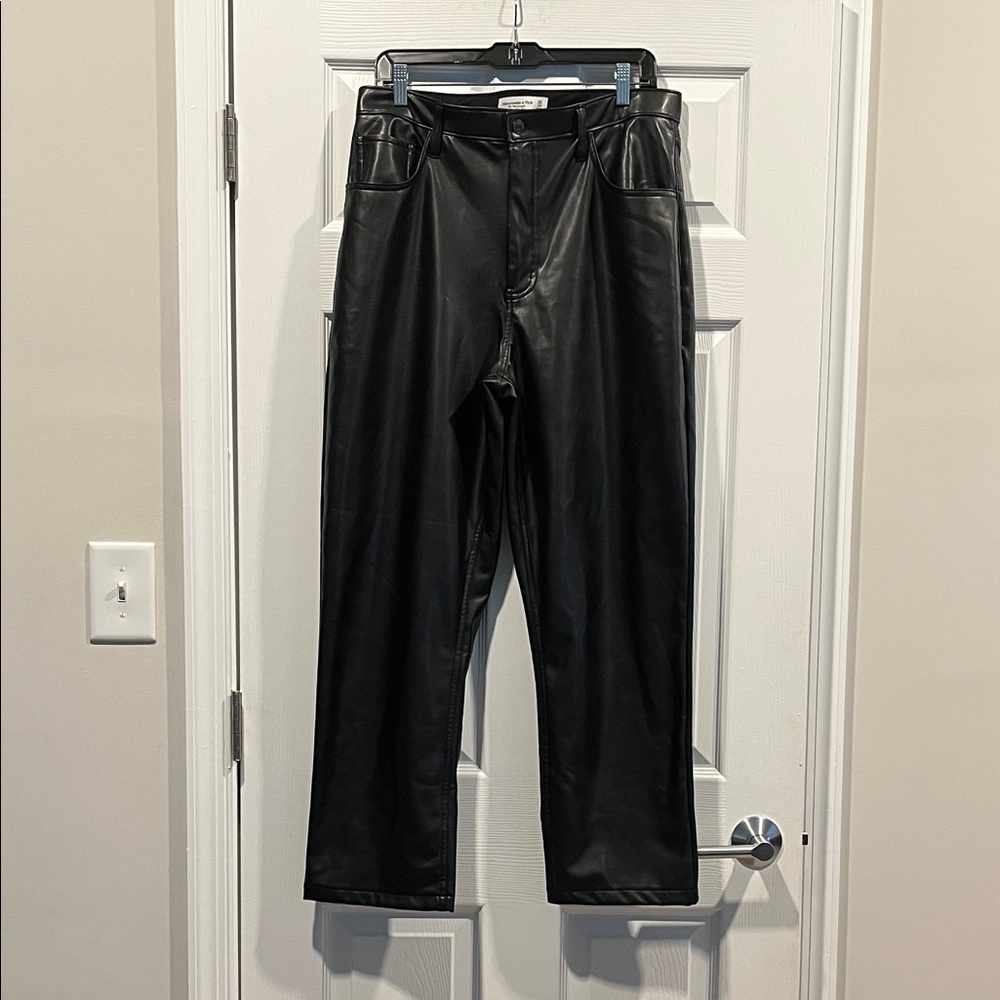 Abercrombie & Fitch Black Faux Leather Pants. Size 14